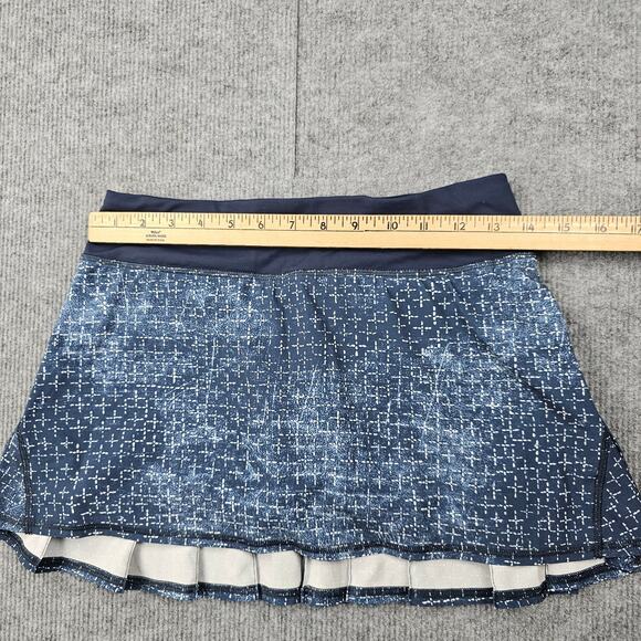 Lululemon Pace Setter Skirt Womens 4 Sashiko Blue Run Athletic Pleated Preppy - Picture 4 of 6